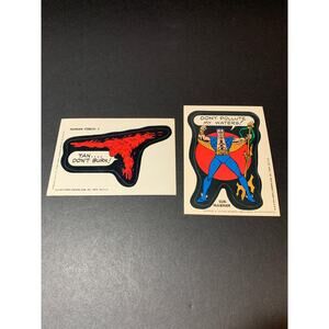 1975 Topps Marvel Comic Book Heroes Stickers Human Torch Sub Mariner Card Pair